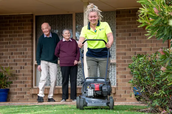 Home Care mowing lawns