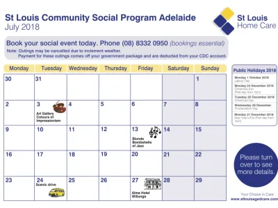 Community Program Adelaide July 2018